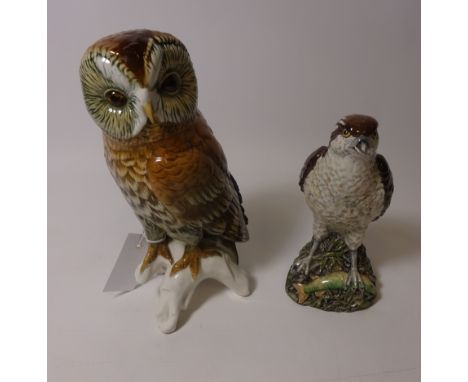 Karl Ens owl figurine with stamp to base, H25cm and a Beswick Osprey decanter  Condition Report Click here for further images