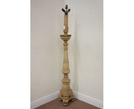 Italian style parcel gilt torchére three branch standard lamp, H164cm Condition Report Click here for further images, conditi