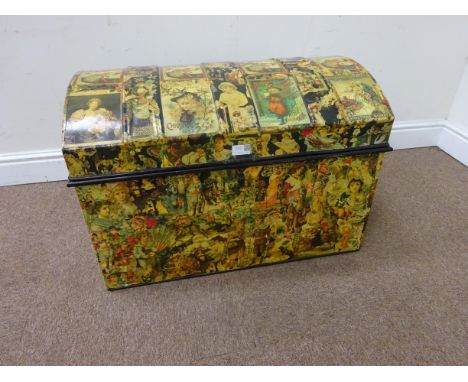Large tin trunk decorated with Christmas related decoupage W69cm  Condition Report Click here for further images, condition, 