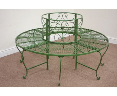 Green painted metal circular tree surround bench, D144cm, H77cm  Condition Report Click here for further images, condition, a