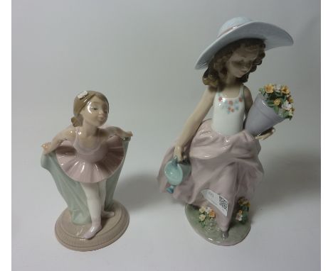 Lladro Collectors Society figure, 'A Wish come True' No. 7676, H24cm and a Nao figure of a ballerina  Condition Report Click 