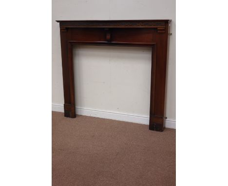 Early 20th century mahogany fire surround, W144cm, H131cm Condition Report Click here for further images, condition, auction 
