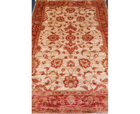 Persian Ziegler design beige and red ground rug carpet, 280cm x 200cm Condition Report Click here for further images, conditi