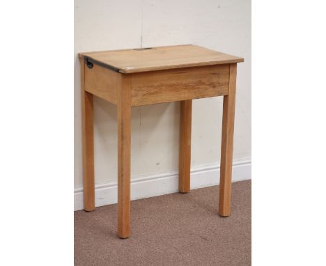 Vintage beech school desk, W63cm, H77cm, D46cm Condition Report Click here for further images, condition, auction times & del