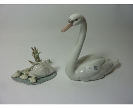 Two Lladro figurines - Swan No. 5230 H 21.5cm and 'Follow me' No. 5722  Condition Report Click here for further images, condi