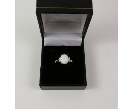 Opal dress ring stamped 925 Condition Report Click here for further images, condition, auction times & delivery costs
