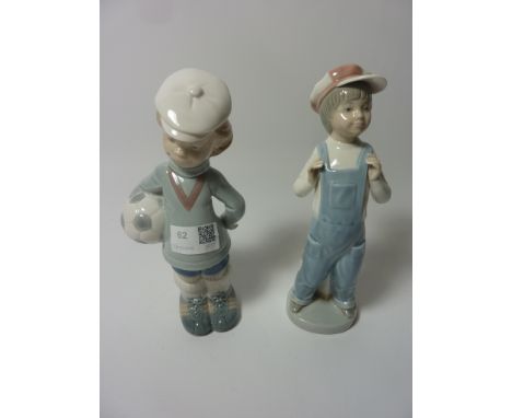 Two Lladro figurines - 'Soccer Player Puppet' and 'boy with Accordion'  Condition Report Click here for further images, condi