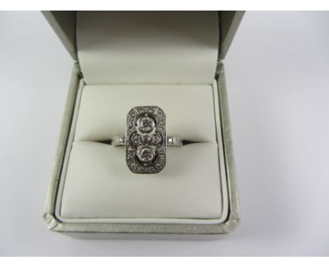 Diamond white gold Art Deco style ring hallmarked 18ct Condition Report Click here for further images, condition, auction tim