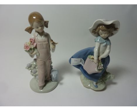 Two Lladro figurines - 'Pretty Pickings' No. 5222 and 'Spring Girl' No. 5217 Condition Report Click here for further images, 
