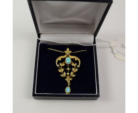 Silver-gilt opal pendant necklace Condition Report Click here for further images, condition, auction times & delivery costs
