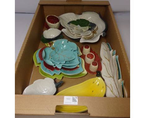 Carltonware, leaf moulded dishes, condiment set etc and four Banana dishes Condition Report Click here for further images, co