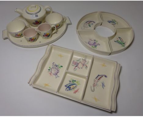 Poole tea for two set and Hors d'oeuvre dishes  Condition Report Click here for further images, condition, auction times & de