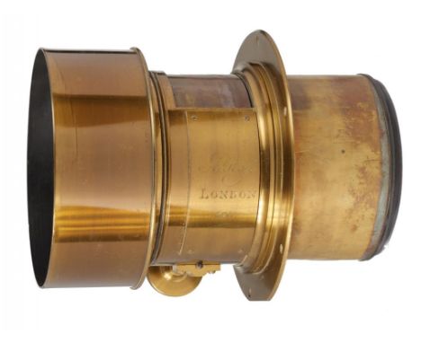 AN EARLY BRASS PETZVAL PORTRAIT CAMERA LENS, A ROSS, LONDON NO 2641, C1850 4 ½ inches diam and of probably 15 inches focal le