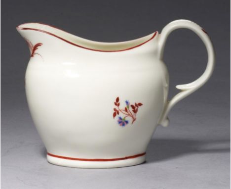 A PINXTON OVAL CREAM JUG, PATTERN 1 (RED SPRIG VERSION), C1800 10cm h++A fine example in good condition with slight wear to t