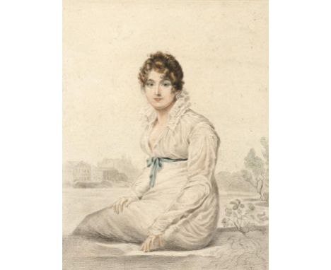 EARLY 19TH CENTURY FOLLOWER OF JOHN BARROW AND HUET VILLIERS WINDSOR CASTLE [PORTRAIT OF ELIZABETH MARCHIONESS OF HUNTLY]; MR