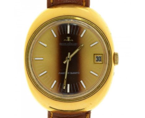 A JAEGER LECOULTRE GOLD PLATED WRISTWATCH MASTER QUARTZ 38 x 45cm++Externally in good condition with light knocks and scratch