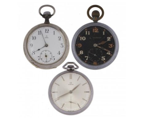 A BRITISH WORLD WAR TWO ARMY ISSUE JAEGER LECOULTRE KEYLESS LEVER WATCH  case back engraved broad arrow and GS/TP P3593, 51mm