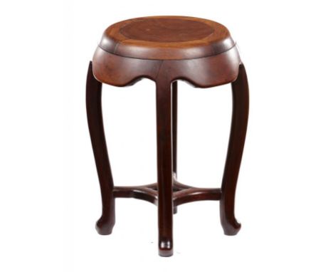 A CHINESE HONGMU STOOL, FIRST HALF 20TH C  48cm h, 35cm diam++Good condition