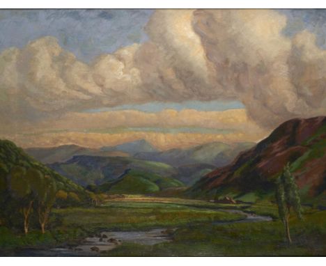 †ELSIE GLEDSTANES, RBA (1891-1982) LANDSCAPE signed with monogram, oil on canvas, 45 x 59.5cm ++Patch repair to tear of appro