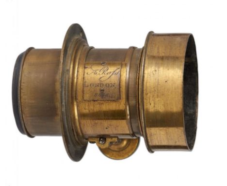 A BRASS PETZVAL PORTRAIT CAMERA LENS A ROSS, LONDON, NO 5554 C1855-60 2 ¼ inches diam and of probablY 6 inches focal length, 