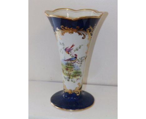 A George Jones Crescent China trumpet vase in Worcester style