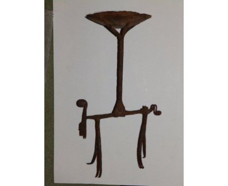 A 19thC Bambara wrought iron lamp