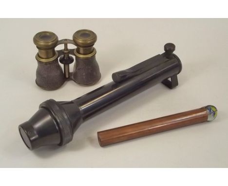 MORSE CODE TORCH ETC.
A Canadian night time, Morse Code signalling torch, pattern A.P.16001, length 29cm, a pair of Army & Na