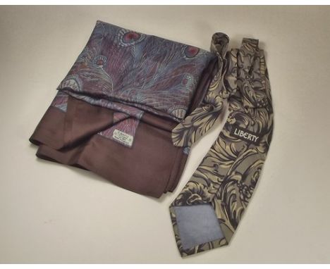 LIBERTY SILK.
A Liberty printed silk square scarf, 87cm & a gentleman's Liberty printed silk tie.