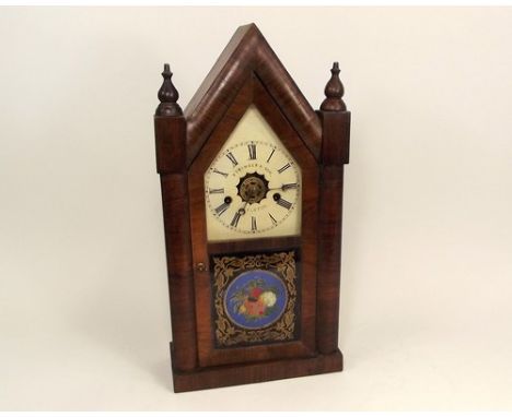 MANTEL CLOCK.
An American steeple cased mantel clock, retailed by Beringer & Son, Helston.
Height 50cm.
NOTE: In-house shippi