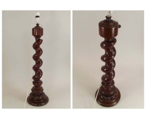LAMP STAND.
A barley twist mahogany lamp stand, converted from a torchiere.
Height 64cm.