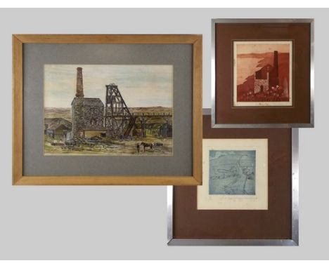 PRINTS ETC.
Two Cornish subject prints by Richard Ayling & a naive mixed media of a Cornish mine.