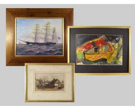 PAINTINGS & PRINTS.
A mixed media painting of two punts & two prints.