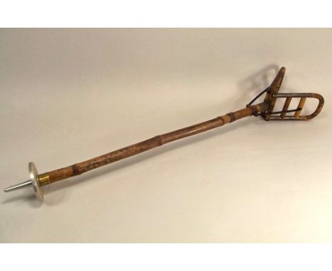 SHOOTING STICK.
An early 20th century bamboo & metal French shooting stick, stamped Bte. SGDG. Replacement ferrule.
Length 90