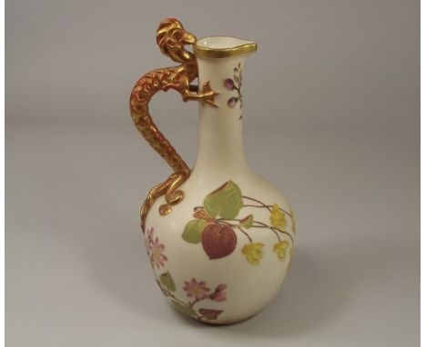 ROYAL WORCESTER.
A Victorian Royal Worcester, shape 260 ewer with dragon handle. Puce back stamp.
23cm.