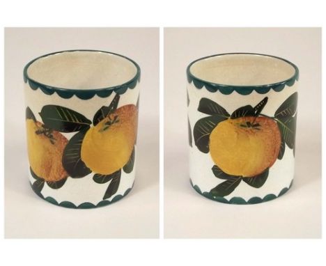 WEMYSS POTTERY.
A 19th century Wemyss Pottery marmalade pot, lacks lid. Painted Wemyss & T. Goode & Co. marks to base.
Height
