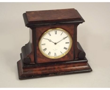 MANTEL CLOCK.
An ebonised & flame mahogany veneered mantel clock, the dial with Hry Marc, Paris.
Height 17cm.
NOTE: In-house 