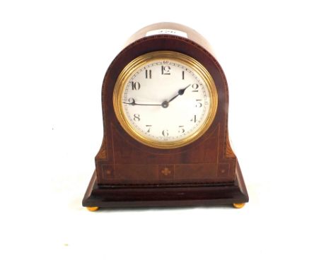 An Edwardian inlaid mahogany mantel clock