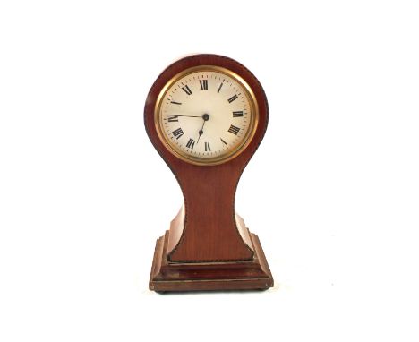 An Edwardian inlaid mahogany balloon clock