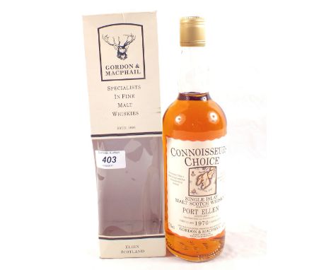 A boxed bottle of Gordon & Macphail single Islay port Ellen malt scotch whisky 1970