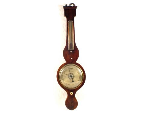 A 19th Century mahogany banjo barometer by Soreili, London
