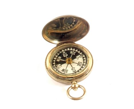 WWI military pocket compass by Stanley of London, stamped to the front with military arrow No.113391, dated 1917