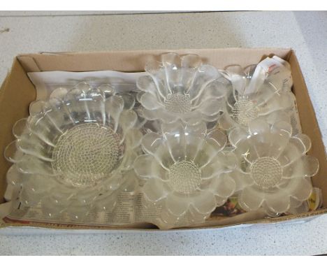 A cut glass decanter, green glass wines plus other glassware (two boxes)