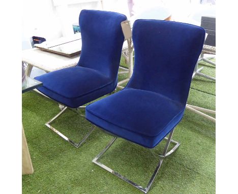SIDE CHAIRS, a pair, vintage Italian style, blue velvet finish, 95cm H. (2)