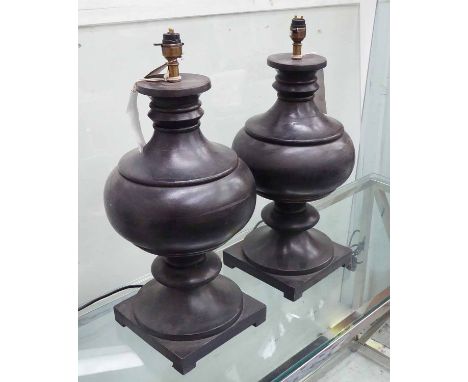 TABLE LAMPS, a pair, in the English country house style, ebonised form, 53cm H. (2) (slight faults)