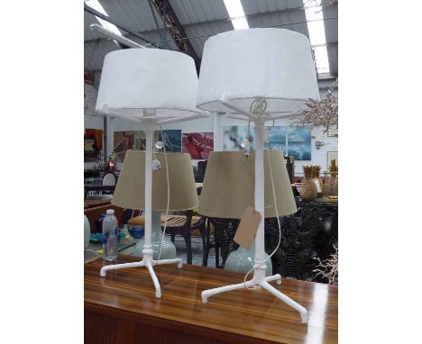 TABLE LAMPS, a pair, contemporary plaster constructed design, with plaster shades, 81cm H. (2)