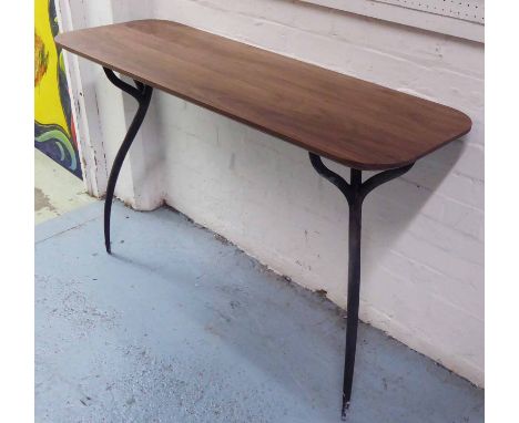 TALON CONSOLE TABLE, with wooden top on curved supports, 120cm x 41cm x 75cm H. 