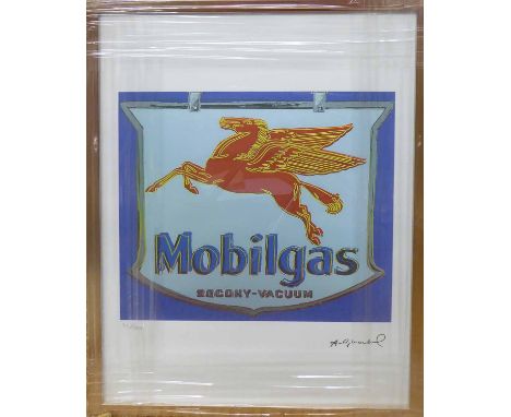 ANDY WARHOL 'Mobilgas', lithograph with Leo Castelli blue stamp verso, and George Israel editeur embossing lower left, from a