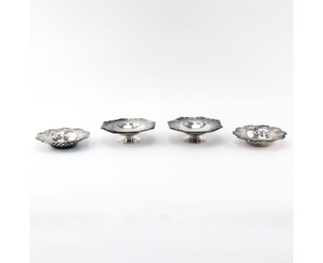 Group of Four (4) Sterling Silver Miniature Bowls. Includes 2 reticulated bon bon servers and 2 miniature compotes. Signed. M