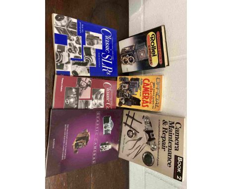 A quantity of books on cameras including "Collector's Guide to Rollei Cameras" by Arthur Evans and Camera Repair book