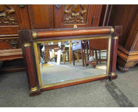 A mahogany/gilt framed mantel mirror, bevel edged, 77cm x 47cm